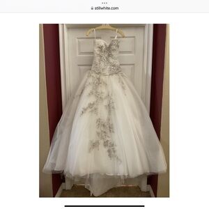 Stephen Yearick White Gown with Silver Embellishments